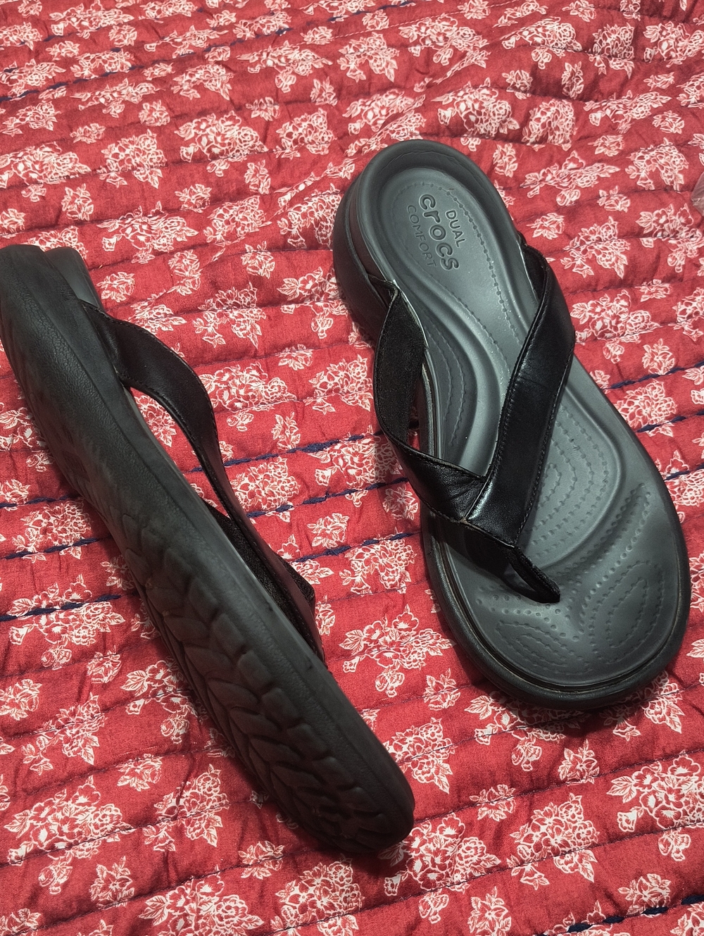 CROCS Black Dual-Comfort Thong Sandals